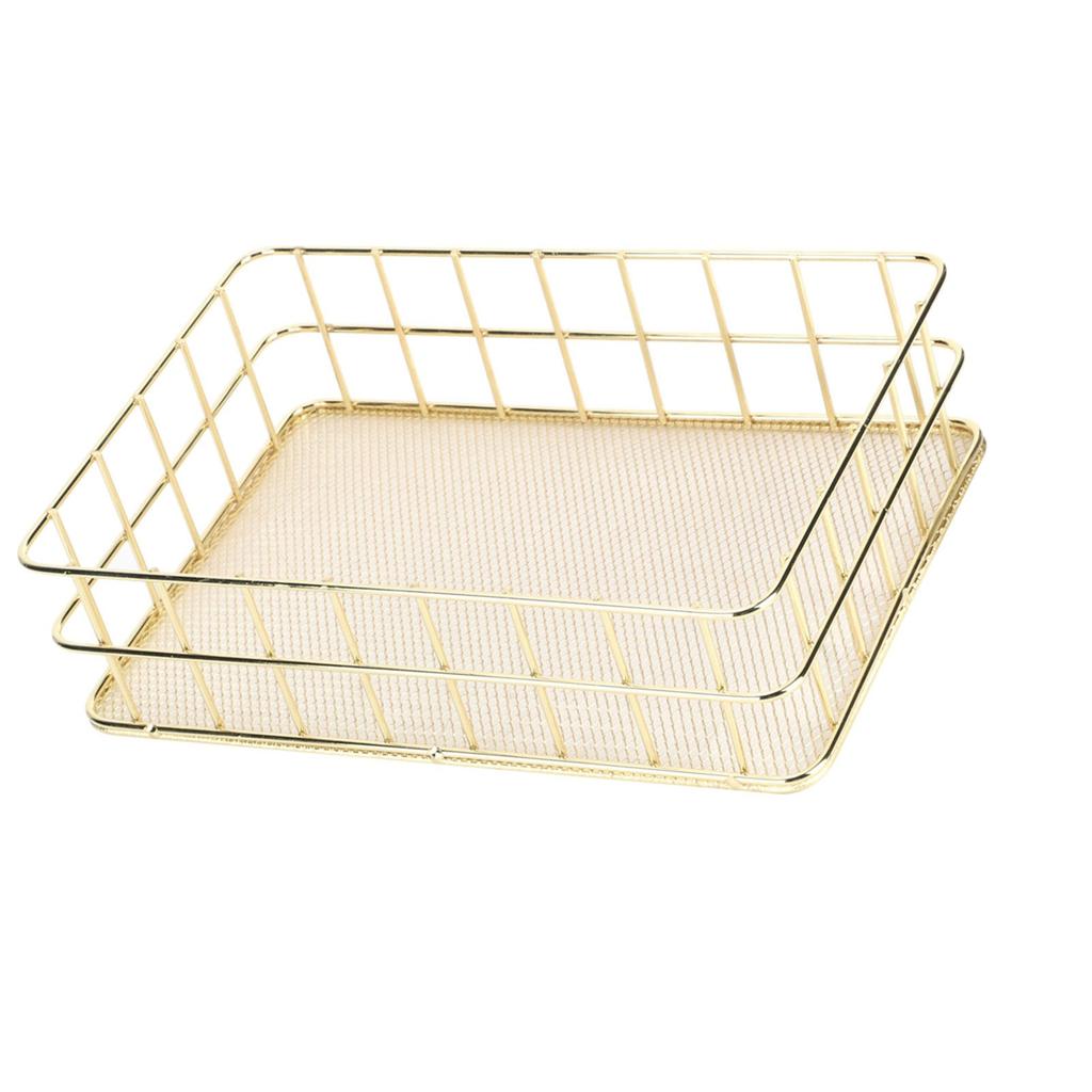 Золотая железная корзина для хранения Многофункциональный органайзер для хранения на рабочем столе из проволочной сетки для дома