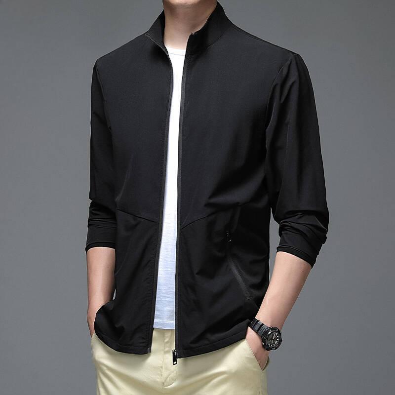 Men's Cardigan Jacket Spring Autumn Thin Summer Sports and Leisure Fitness Fabric Sweat Zipper Pocket