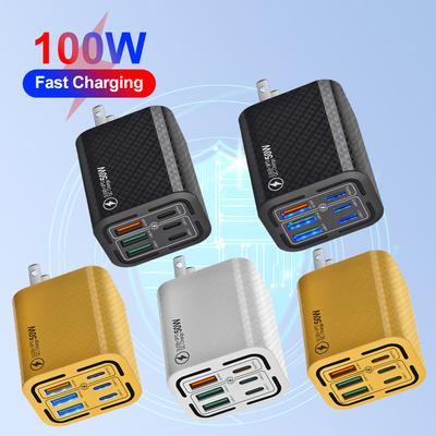 3PD+3USB зарядное устройство настенный адаптер QC 3.0 всего 100 Вт быстрая зарядка телефон зарядные устройства EU/US вилка для iPhone 15 Samsung Xiaomi