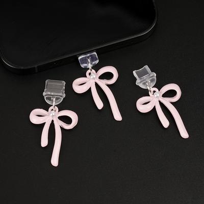 Подвеска-заглушка для телефона от пыли для порта Type-C, симпатичный бант, заглушка для мобильного телефона от пыли, защитный чехол для порта зарядки от пыли