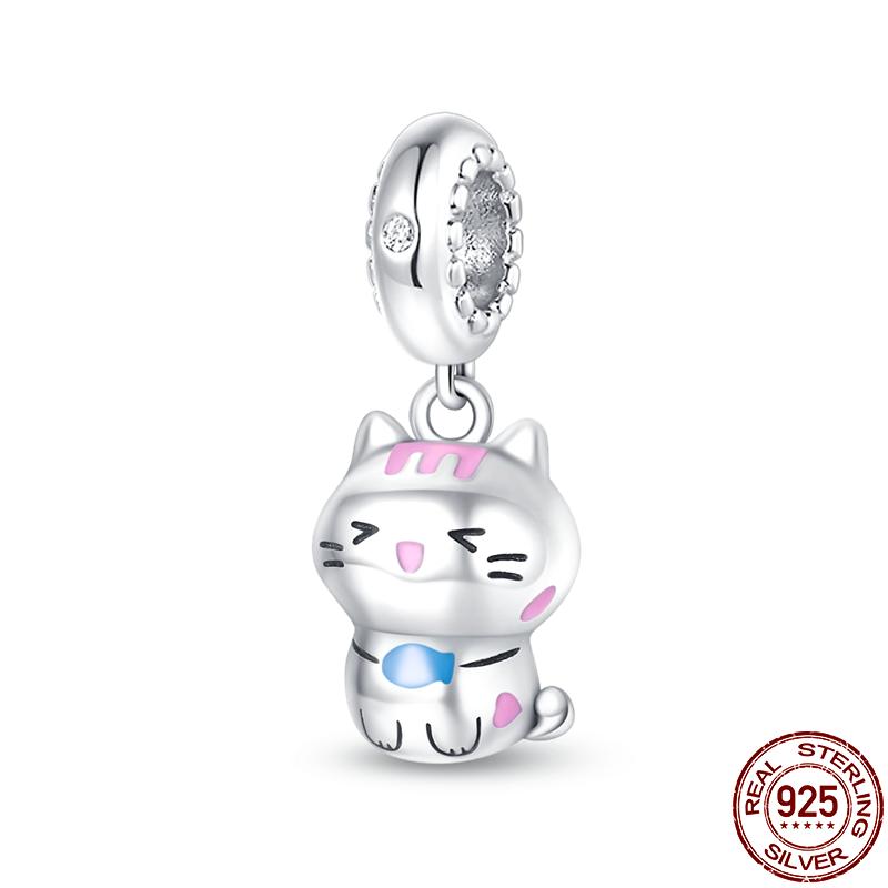 Qikaola Классические милые подвески в виде слона, бусины, подходят для оригинального браслета, настоящее серебро, подвеска, ювелирные изделия своими руками