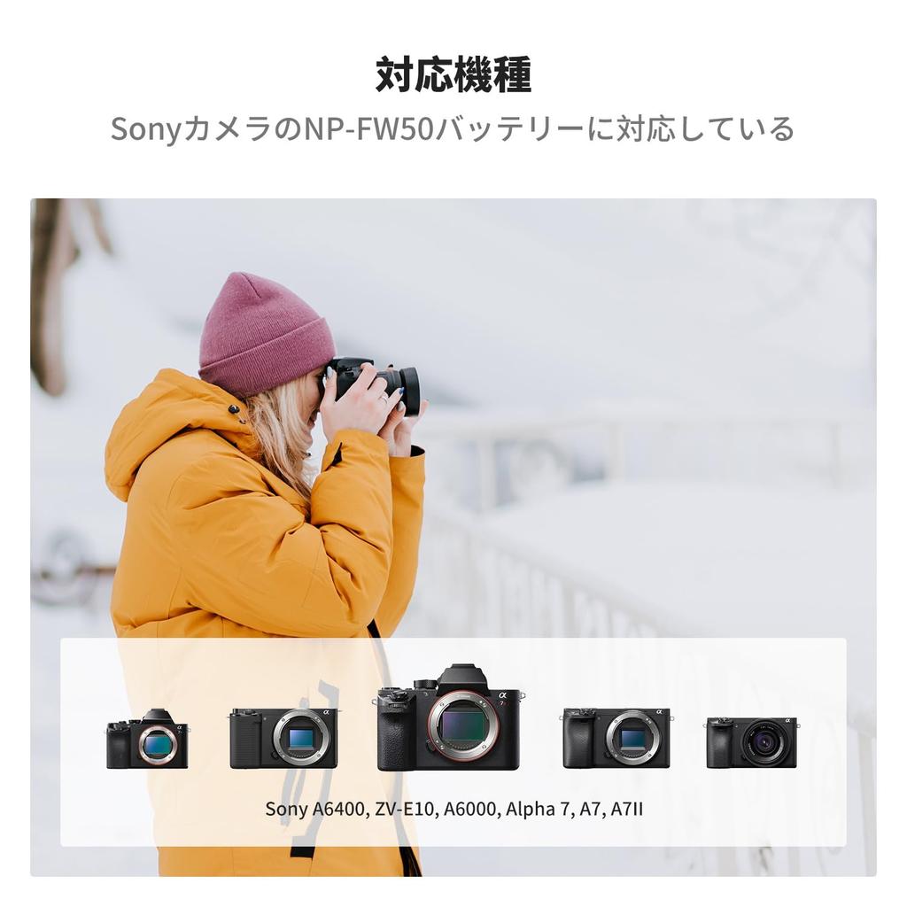 CONCEPT Camera Charger with Battery Level Compatible with Sony Camera Battery USB Charger K&F NP-FW50 Charger, 3-Slot Display, Charger, Type-C