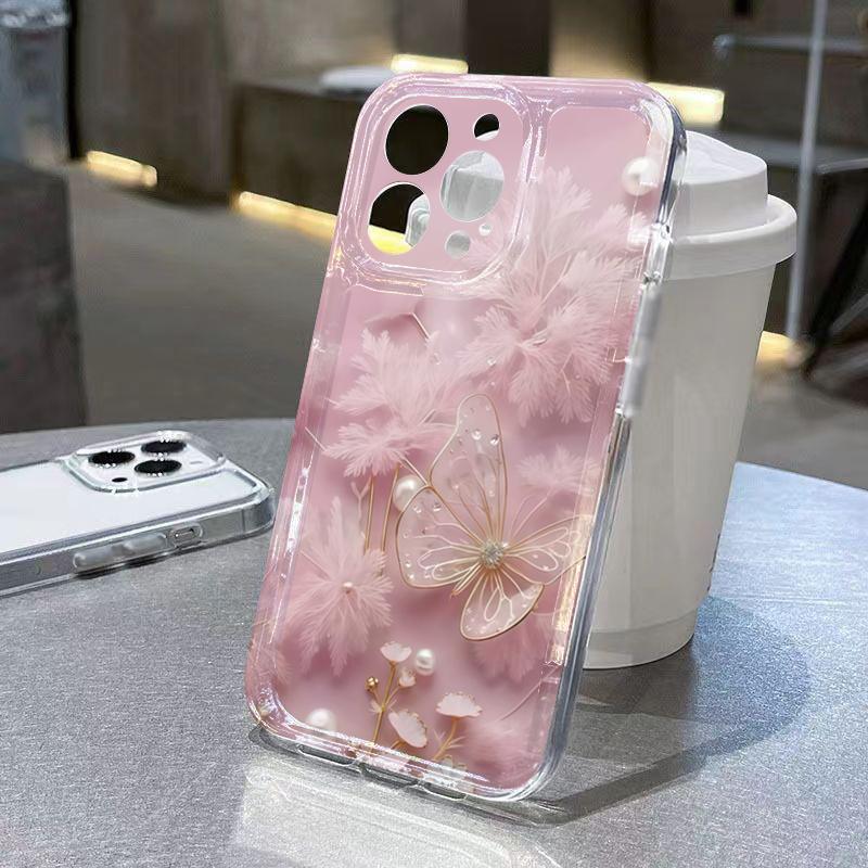 Чехол для телефона для Xiaomi 13 12 11 Lite 5G 14 13 14T 13T 12T Для Xiaomi 17 Pro Max Алмазный Жемчужный Узор Бабочки Прозрачная Крышка