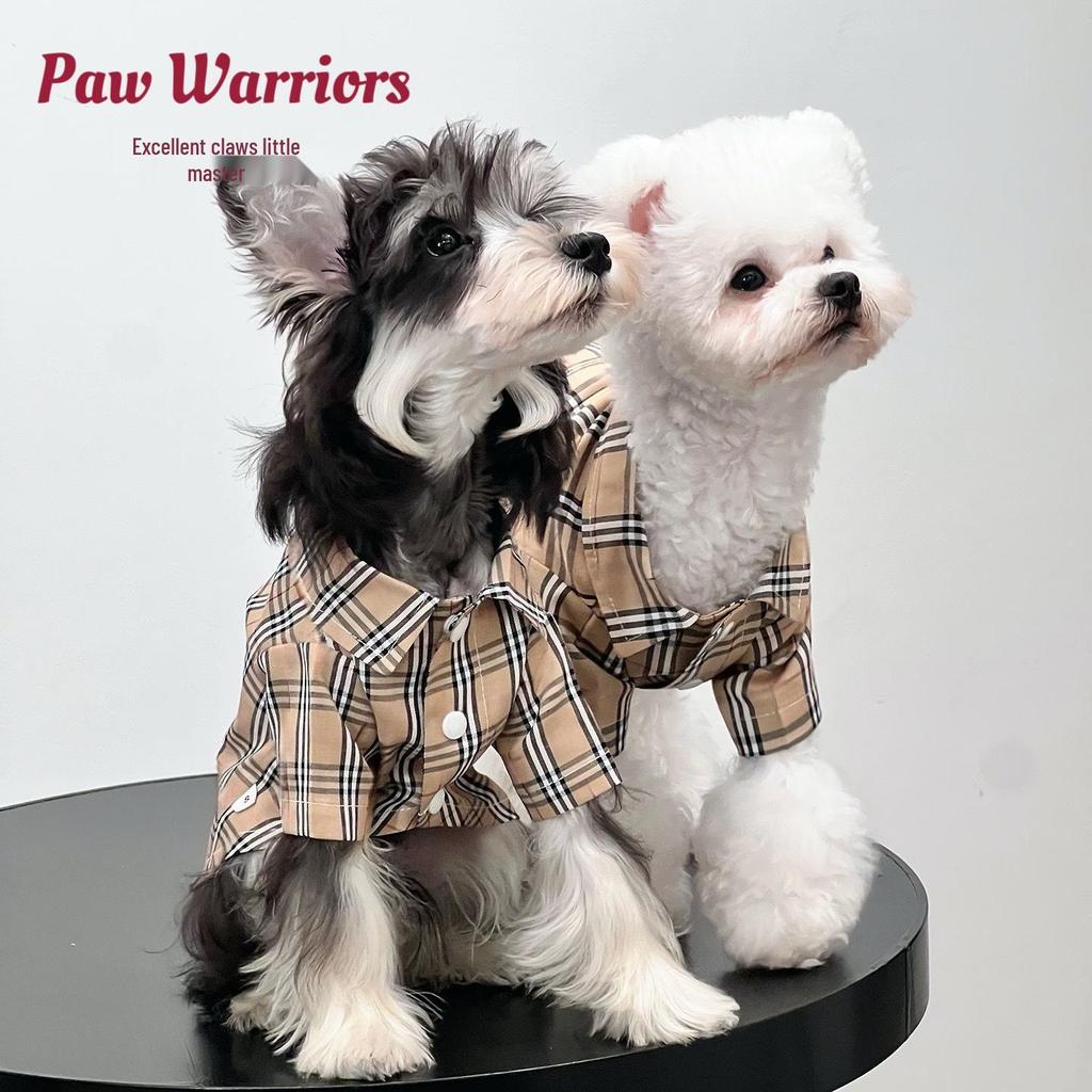 Большая собака Желтая клетчатая легкая рубашка для лета и осени - Подходит для самоеда, золотистого ретривера, тедди и бишона.