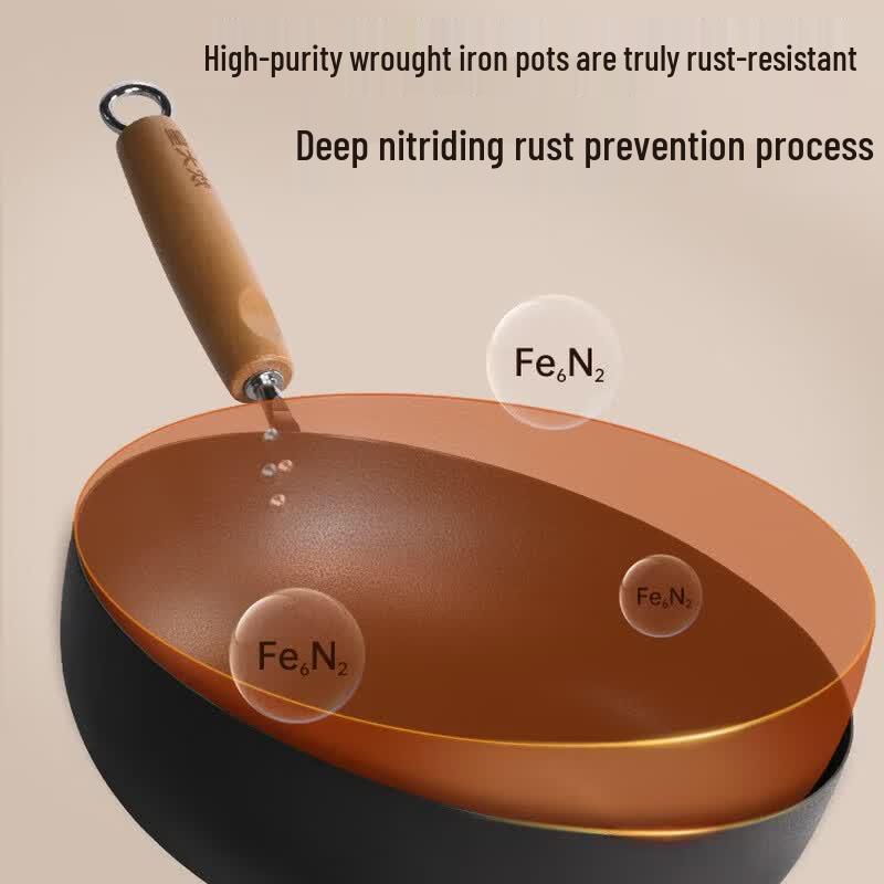 COOKER KING 28cm Nitrided Wrought Iron Non-Stick Stir-Fry Wok