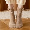 Cute Animal Bear Thick Coral Fleece Fuzzy Socks Home Floor Sleep Sock Female Autumn Winter Warm Funny Socks Sleep Socks