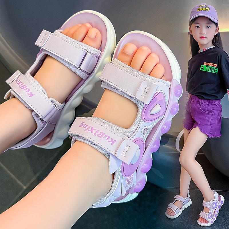 Сандалии для девочек, нескользящая обувь на мягкой подошве для маленьких девочек, нескользящая детская пляжная обувь среднего и большого размера