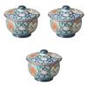Набор из 3 старинных деревянных чашек Имари с крышкой, сэнтя с крышкой, хасами, сетомонохонпо [9,5×8 см] (Арита Уэр)