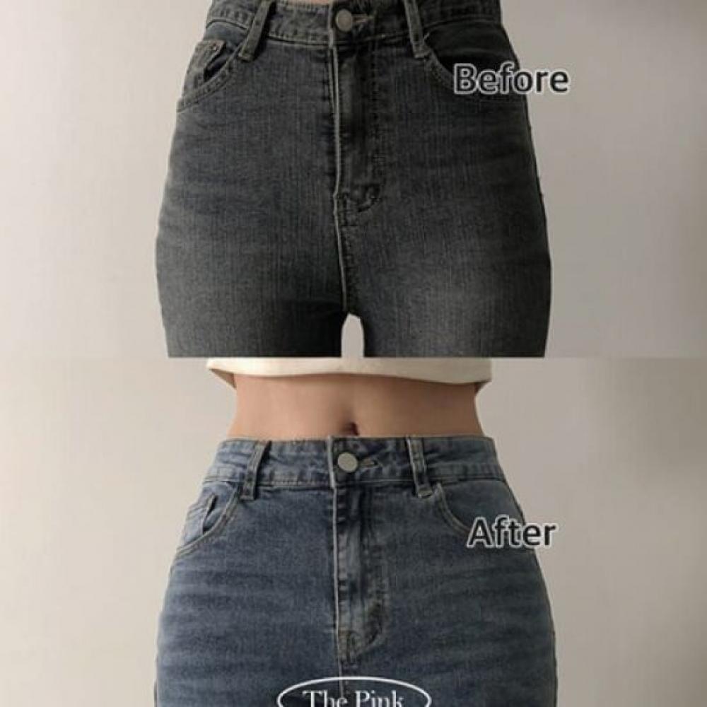 The Pink Women High Waist Slim Washing Semi Bootcut Denim Pants