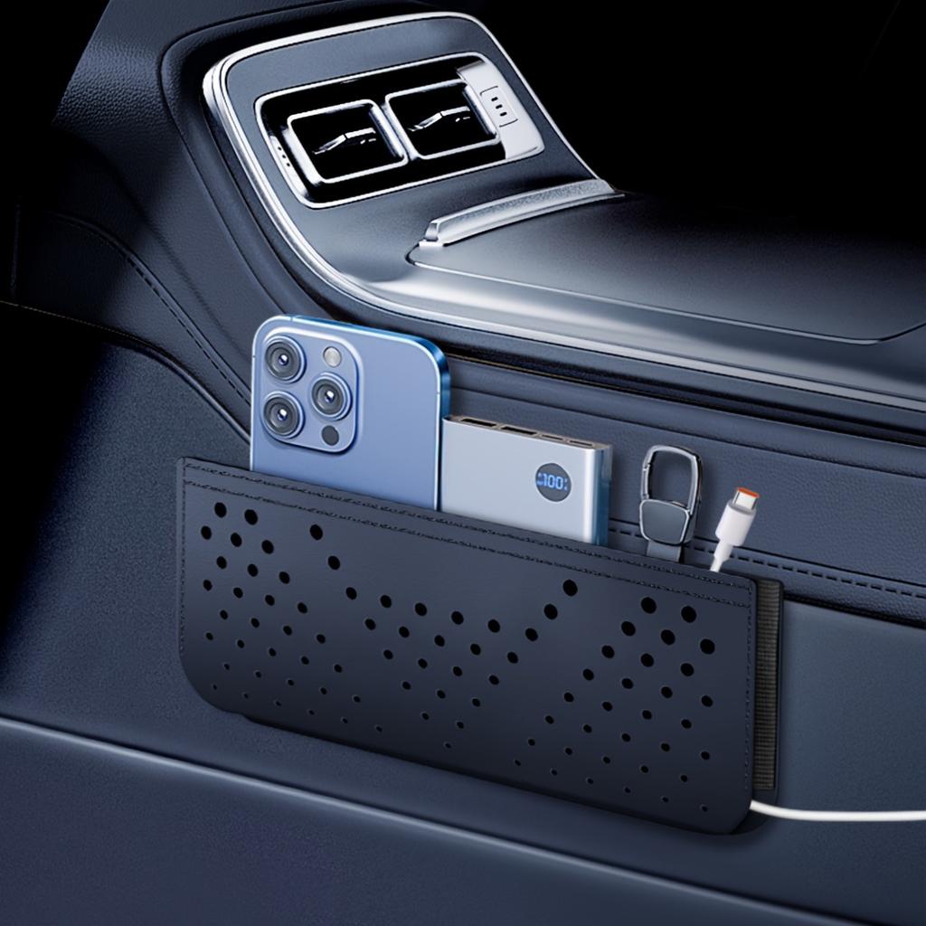 1pc Car Dashboard Organizer, Faux Leather Adhesive Multifunctional Storage Pouch, Vehicle Cup Holder with Phone, Card, Key, Glasses Holder