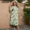 Summer Women's Dress Casual Vacation Plus Size Dresses Flared Sleeves Big Swing Long Dresses