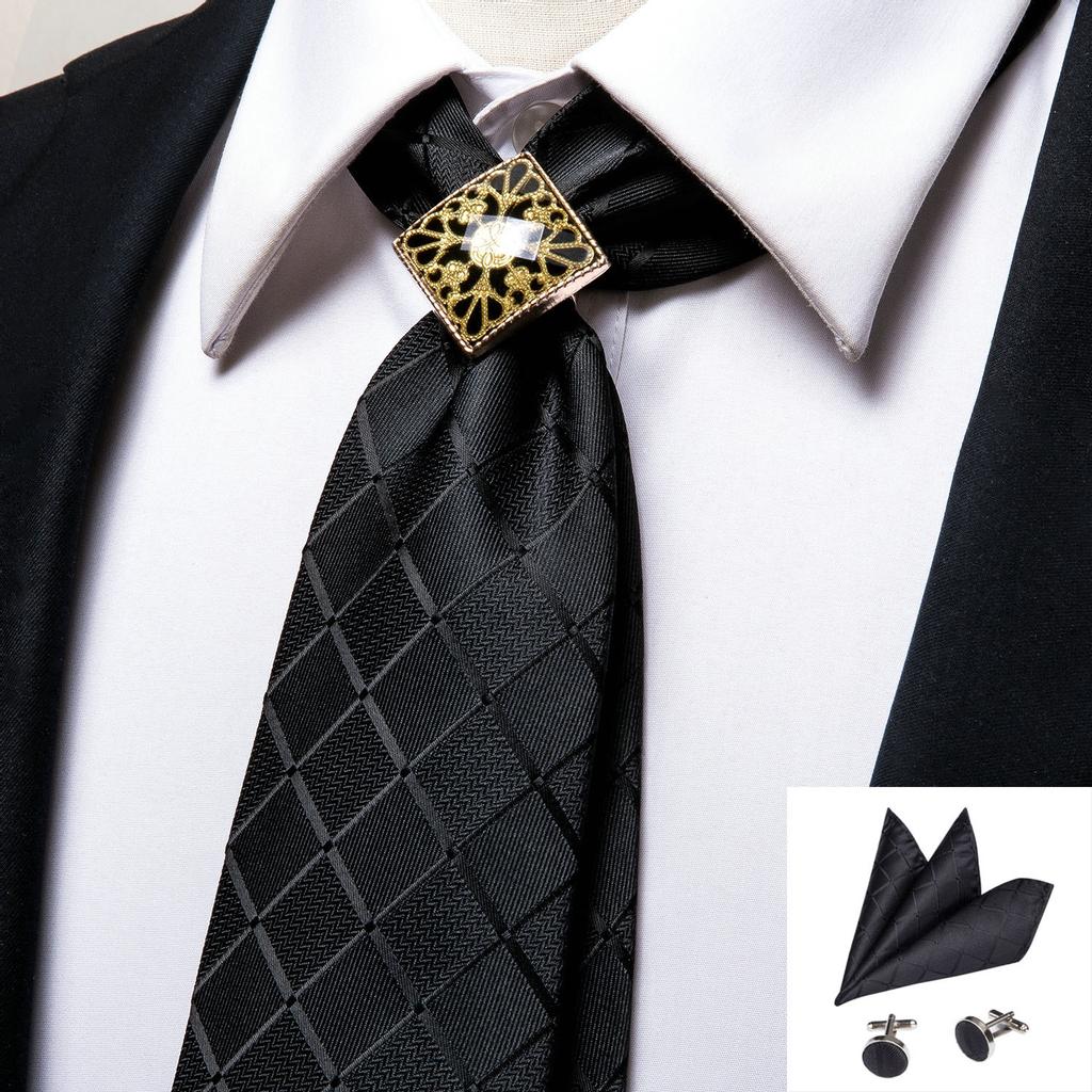 Hi-Tie Винно-красный галстук для мужчин, галстук, носовой платок, запонки, кольцо для галстука из сплава, галстук-боло, набор бутоньерок