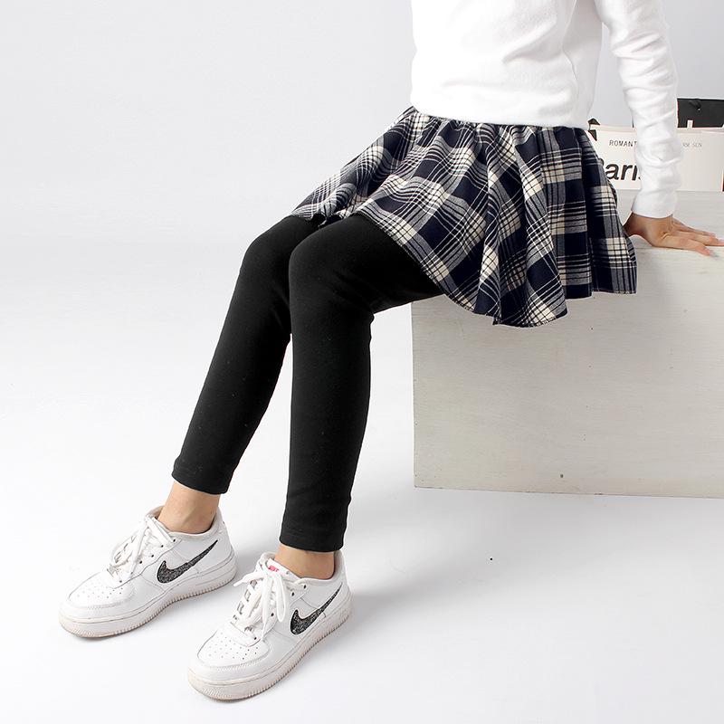 Детские весенние леггинсы в корейском стиле в клетку с юбкой из хлопка и кашемира