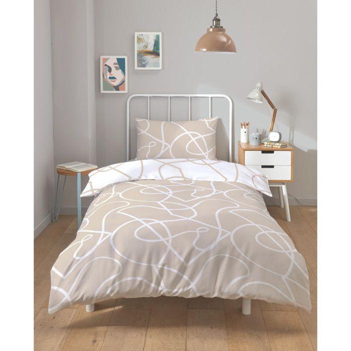 Parure de couette "Pablo" toutes dimensions 100% Coton / 57 Fils/cm² - Pablo Latte - Parure de couette 140 x 200 cm + 1 Taie d'oreil