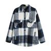 Модная женская повседневная свободная шерстяная плюшевая клетчатая куртка-рубашка с длинными рукавами