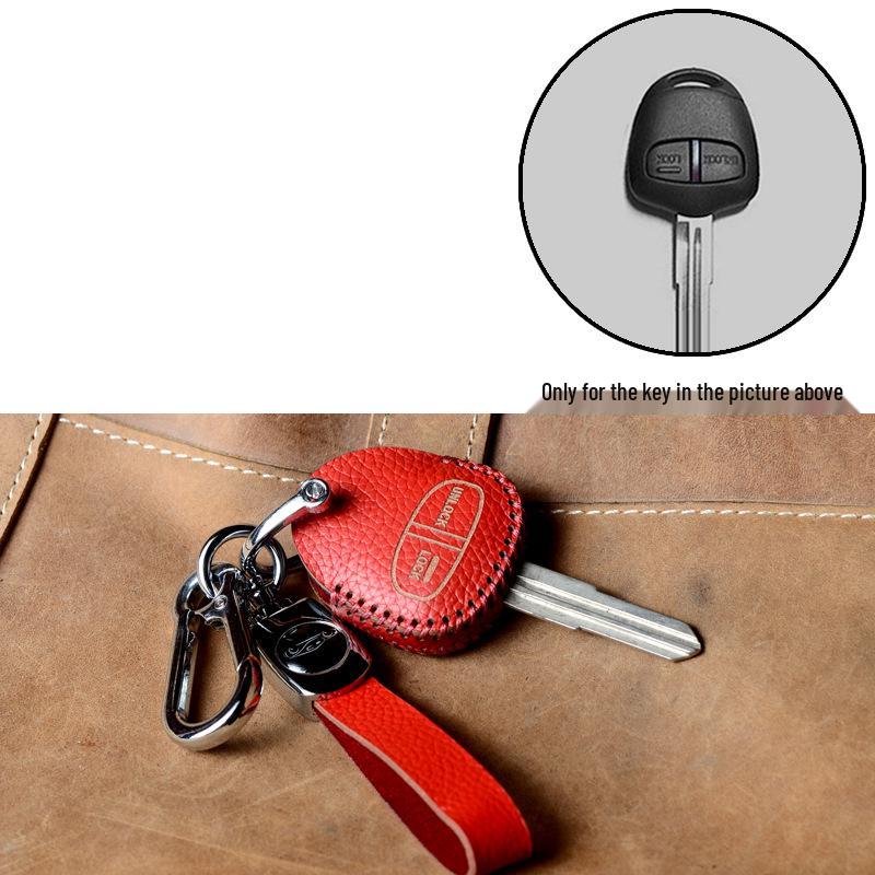 Кейс для ключей Mitsubishi: Кожаный чехол на кнопке для GAC Outlander, Eclipse Cross, ASX, Lancer и Pajero Sport