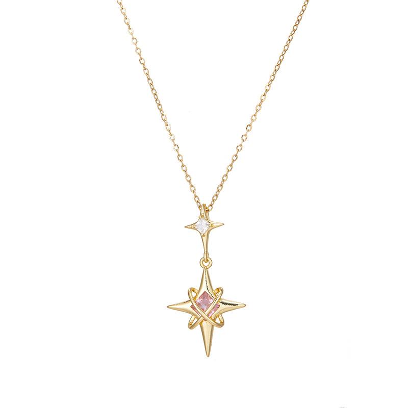 Ожерелье Wind Octagram для женщин, модный тренд, темперамент, индивидуальность, универсальная подвеска из циркония, цепочка на ключицу