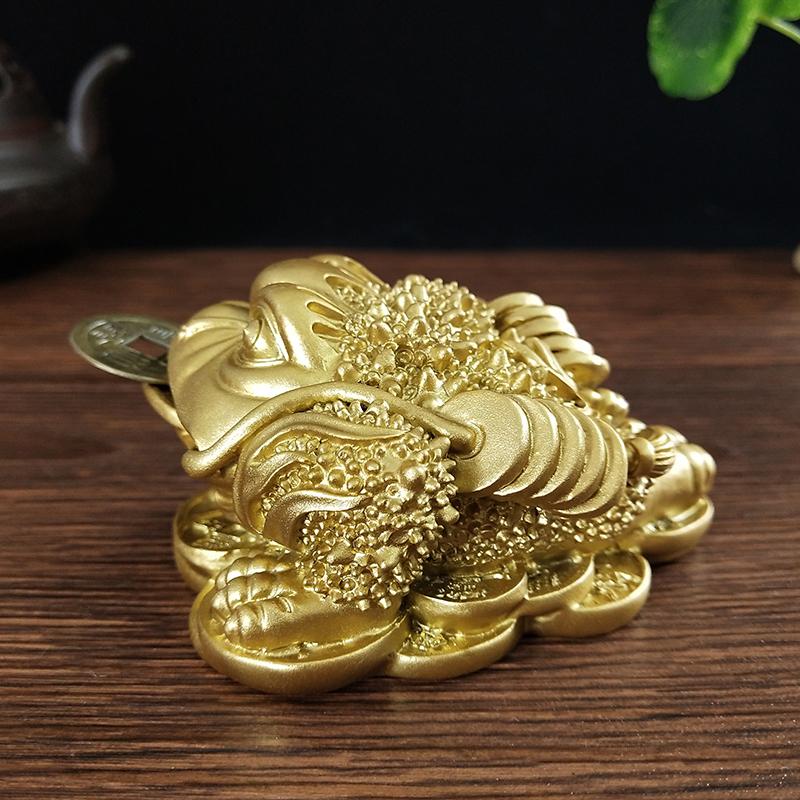 Золотая трехногая жаба статуэтка лягушки скульптура орнамент статуя Будды смоляные фигурки счастливые подарки деньги монета украшение дома