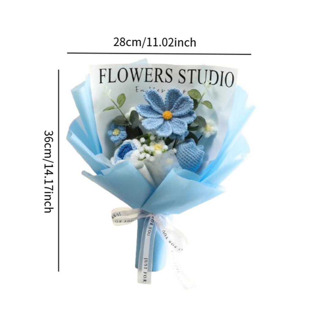 Crochet Bouquet Table Decor Handmade Finished Knitted Gesang Flower for Teacher’ Day Wedding Anniversary Thanksgiving Day Her