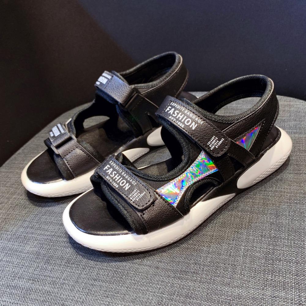 Мода 2025 Лето Новые Сандалии Женские Большие 41 42 Толстая Подошва Ученица Средней Школы Маленький 34 Супер Горячие Спортивные Сандалии