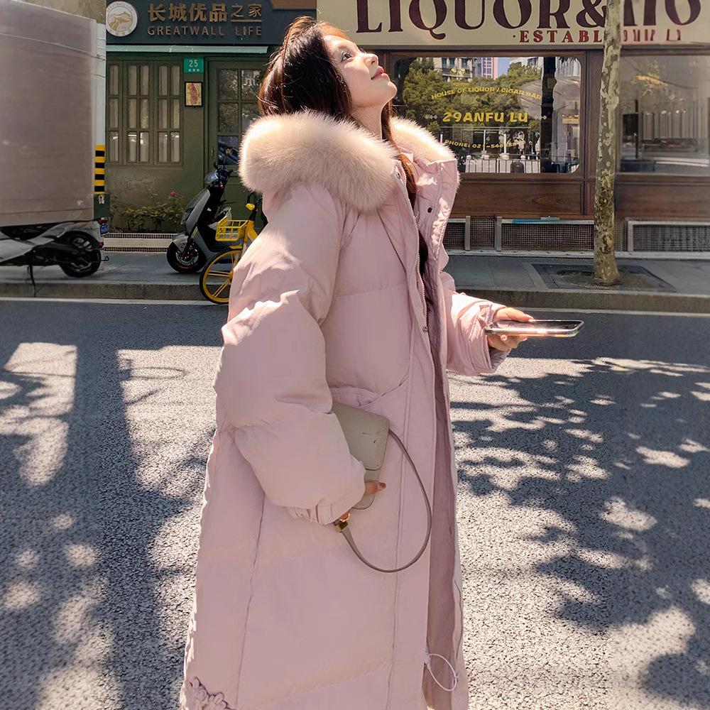 Новое утолщенное большое стеганое хлопковое пальто для женщин, удлиненное зимнее свободное пальто-пуховик выше колена, хлопковое пальто