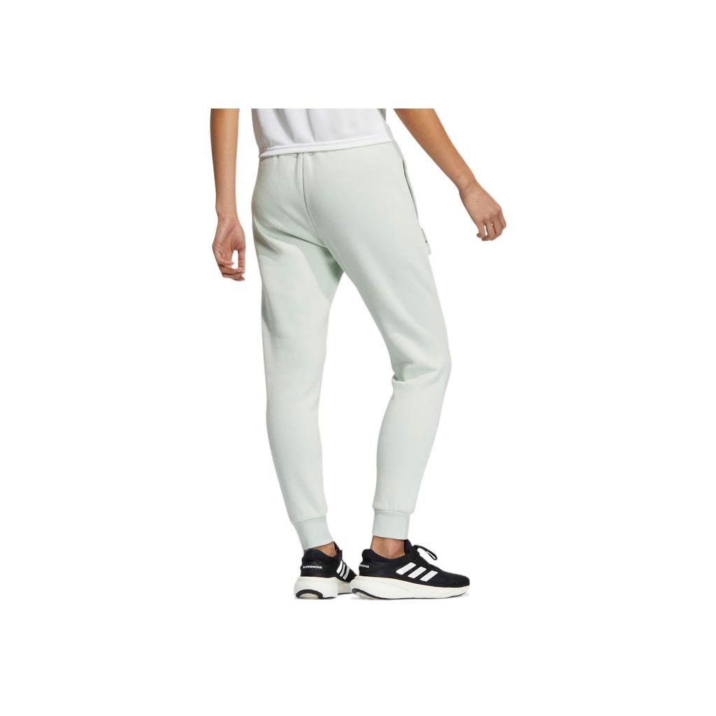 Adidas Solid Color Elastic Waistband Logo Embroidered Jogger Pants Women Bottoms Light-Green IB2750