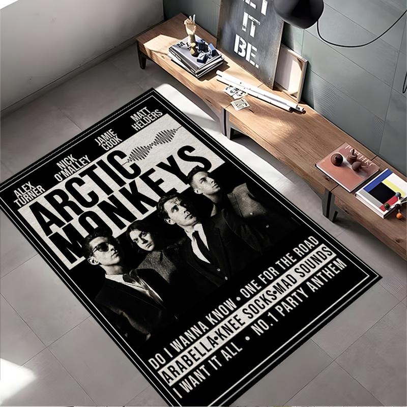 Arctic Monkeys Band Portrait Design Non-slip rug suitable for living room and bedroom sofas.