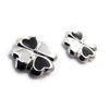 [J6798] - Дизайнерские серьги "Клеверы" чёрно-белые