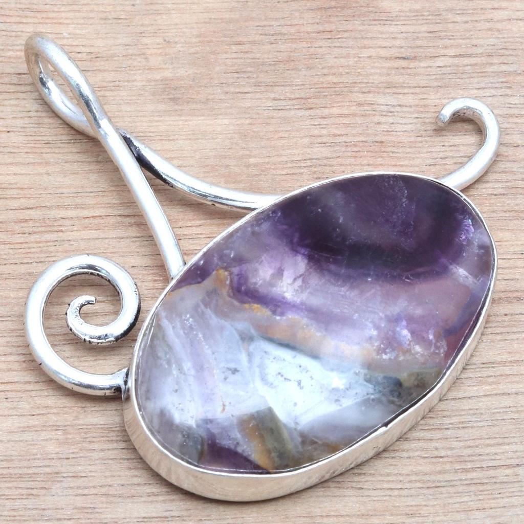 Американская яшма Драгоценный камень Ручной работы Женский Унисекс Серебряный Ювелирный Кулон 2