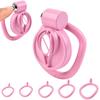 Розовый мужской пенис, клетка верности, набор, клетка верности для птиц, пояс с кольцами 5 размеров, кольцо для воздержания, замок, бондаж, секс-игрушка для раба