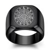 12 Zodiac Titanium Steel Ring Men Retro Punk Square 18MM Band Creative Constellation Jewelry