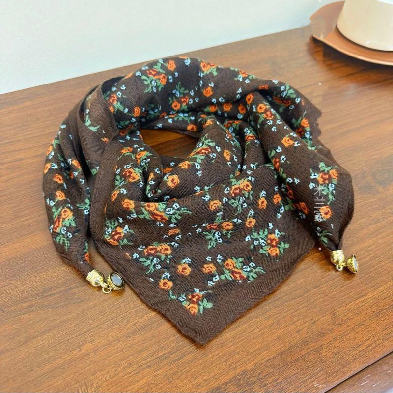 65 Fashion Style Cotton And Hemp Small Square Scarf For Women'S Professional Decoration Scarf Dual Use Shawl Outer Wear Spring And Autumn Scarf