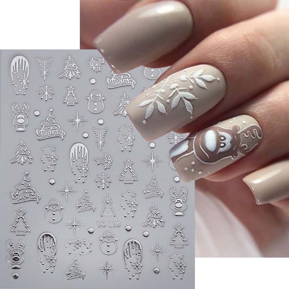 Manicure Ornaments Christmas Bronzing Nail Stickers Christmas Bronzing Nail Decals  Girls