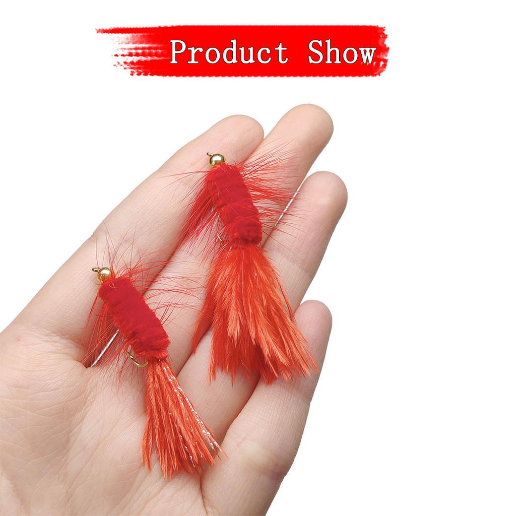 5 шт.-с коробкой для мушек, быстро тонущая латунная бусина, мохнатая приманка для ловли форели/баса/лосося