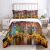 Красочный фейерверк пододеяльник 3D принт комплект постельного белья размер Queen город ночная сцена в фейерверках наволочки для детей взрослых декор