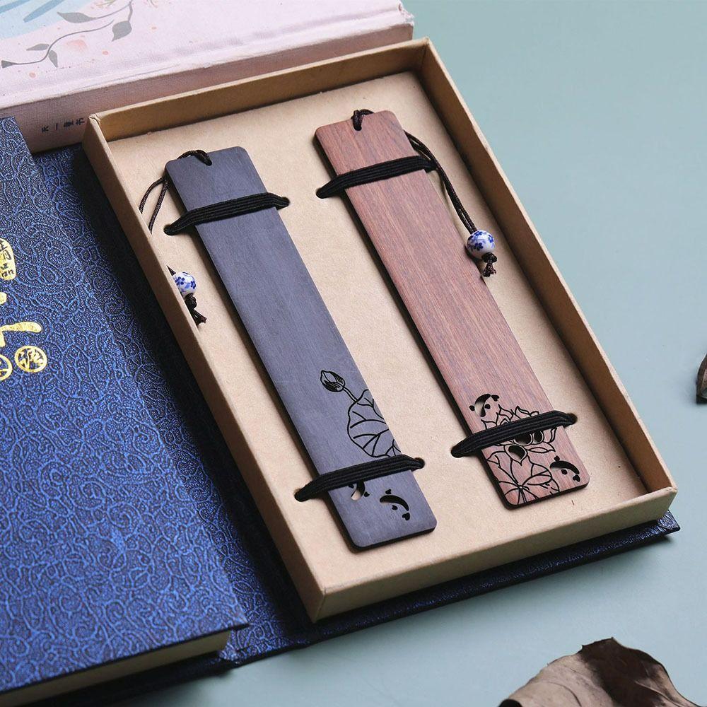 Деревянная винтажная закладка канцелярские товары в китайском стиле зажим для книги пруд с лотосами лунный свет ретро маркер страницы книги для любителей чтения