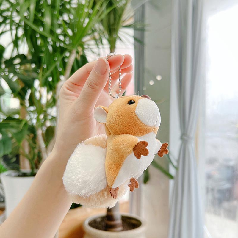Милая подвеска в виде белки с большим хвостом, плюшевая игрушка, маленькая кукла-белка, подвеска на сумку, брелок
