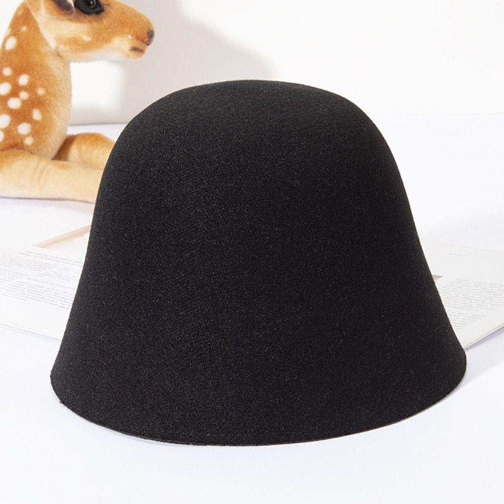 Wool Wool Fisherman Hat Solid Color Panama Hat Women's Fashion Bucket Hat Autumn Winter