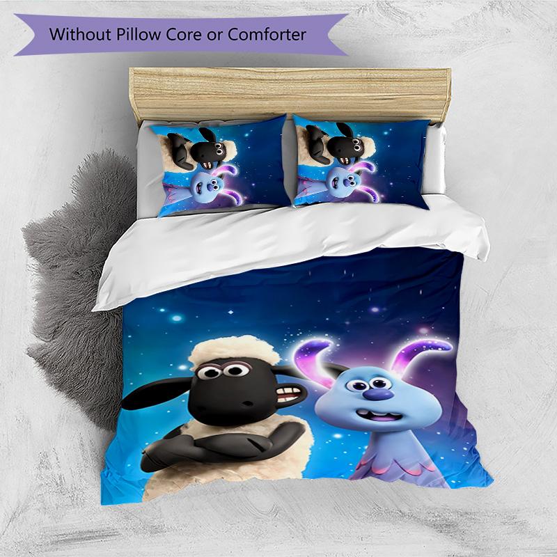 the Sheep & Lu La Printed 3PCS Bedding Set Soft Breathable Duvet Cover Pillowcases Set Washable Bedroom Decor Home Gift