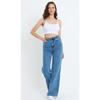 Blue Snow Wash High Waist Wide Leg Jeans