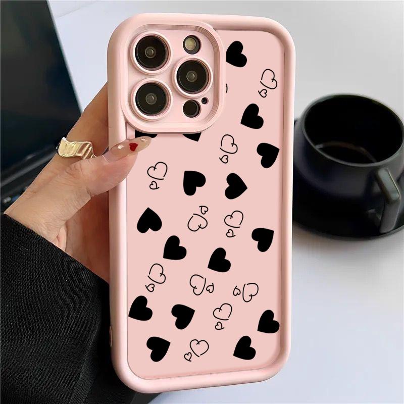 Противоударный чехол Love Hearts для iPhone 16 Pro 15 14 Plus 15 14 13 12 11 Pro Max Xr Xs X 8 7, защита объектива, мягкий чехол из ТПУ