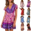 Women's Fashion Casual Summer V-Neck Sexy Bohemian Print Women's Dress