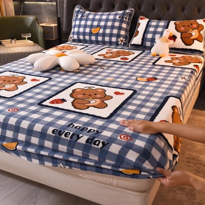 Зимняя теплая простыня, эластичное покрывало, защитный чехол для матраса, мягкое на ощупь постельное белье, фланелевая простыня, индивидуальный размер