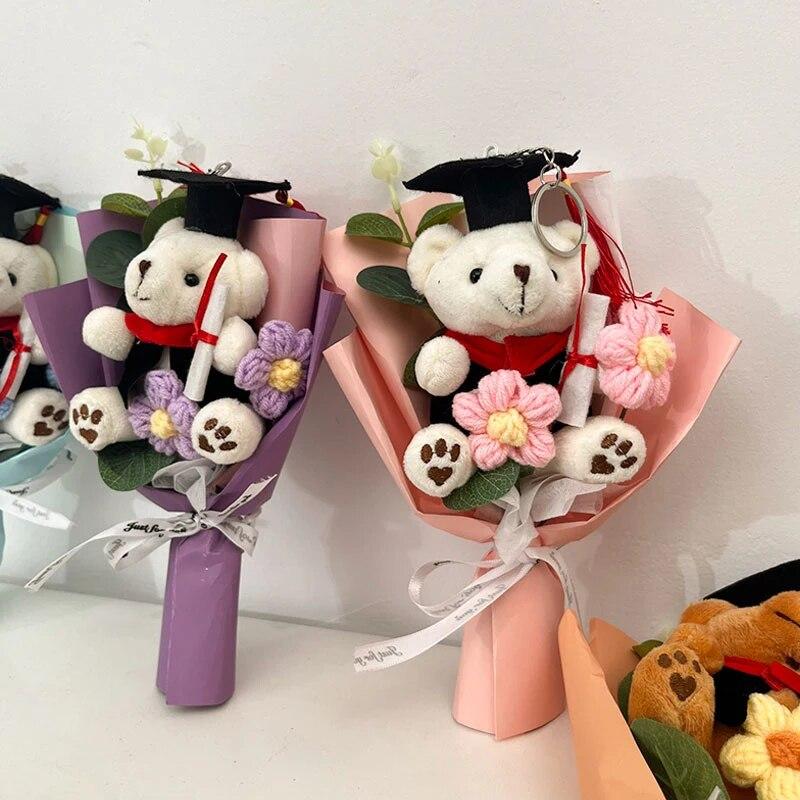 Вязаный крючком букет цветов Kawaii Медведь Букет Искусственные цветы Декор для свадьбы Студенты Выпускные подарки Украшение вечеринки