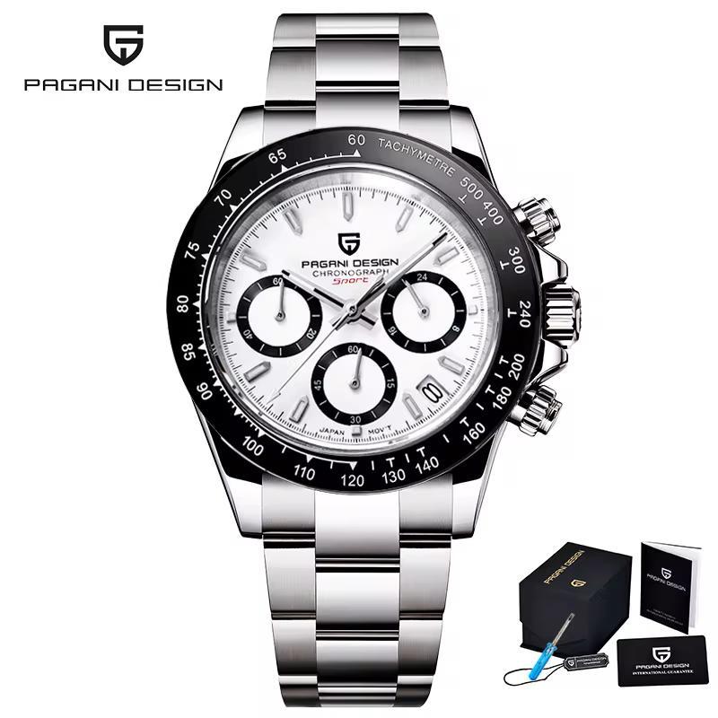 New PAGANI DESIGN Men's Watches Brand Luxury Mens Quartz Wrist Watch Men Stainless Steel Men Chronograph Relogio Masculino