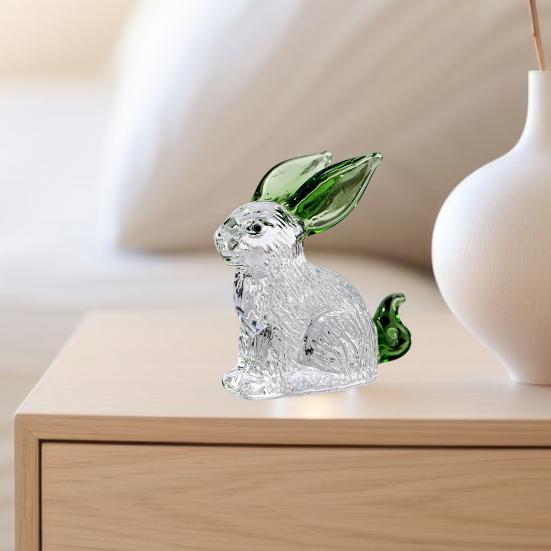 Yousheng Faux Crystal Rabbit Figurine Transparent Collectible Rabbit Statue Glass Art Animal Ornament Bunny Sculpture for Home Office Desk Car