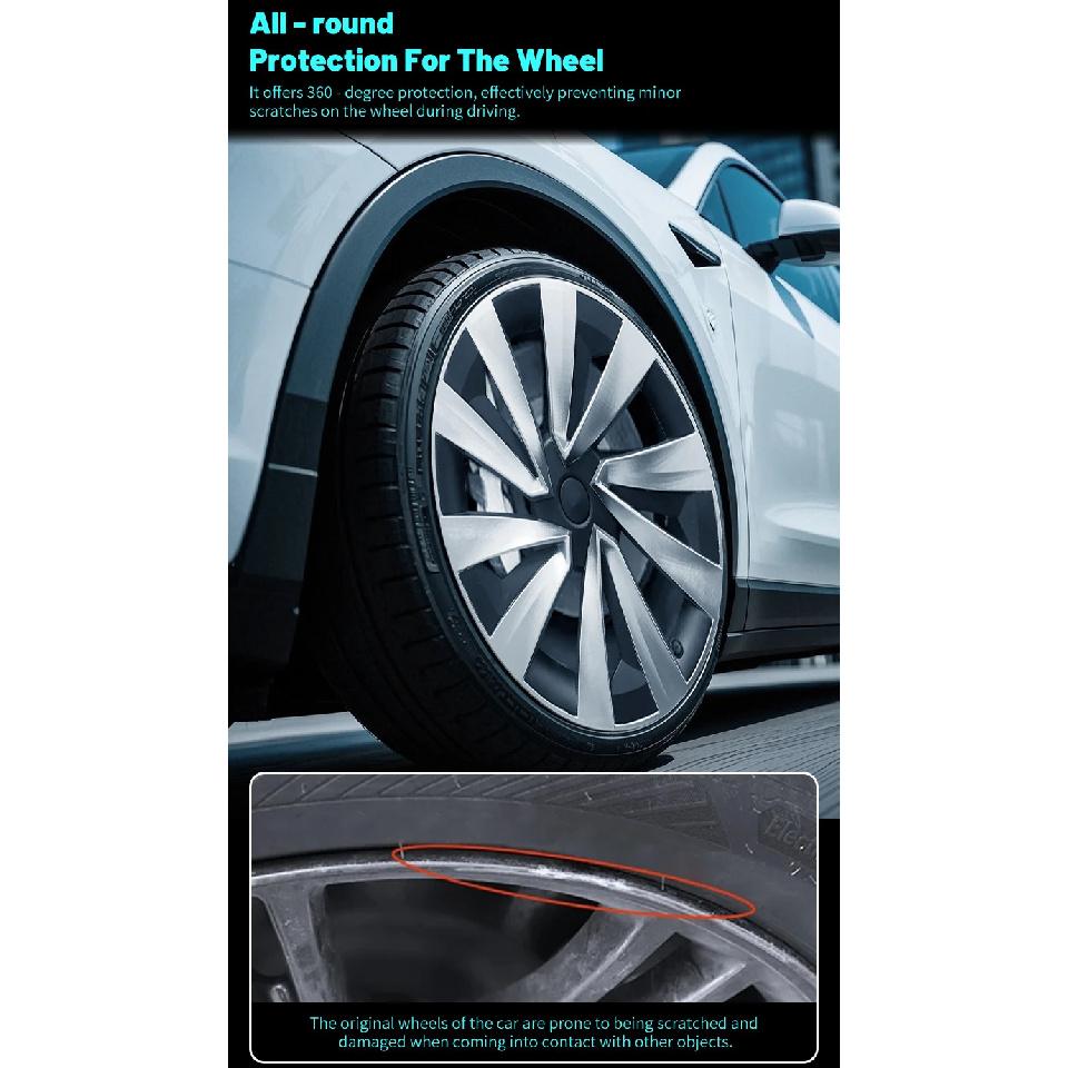 4PCS for New Model Y 2025-2026 Juniper 19in Turbine Style Hubcap Rim Cover Accessories Hub Cap Automobile Wheel Cap for Tesla