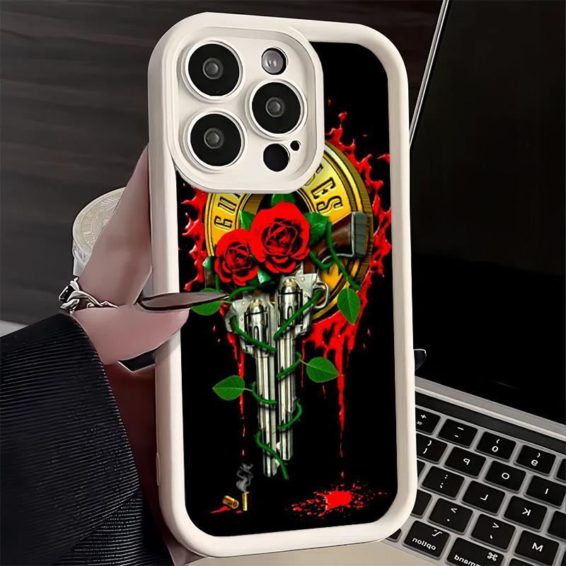 Чехол для телефона iPhone 17 Air 16E 15 16 Pro Max с ремешком G-Guns N R-Roses Чехол 14 Plus 13 12 Mini Мягкий силиконовый Fundas