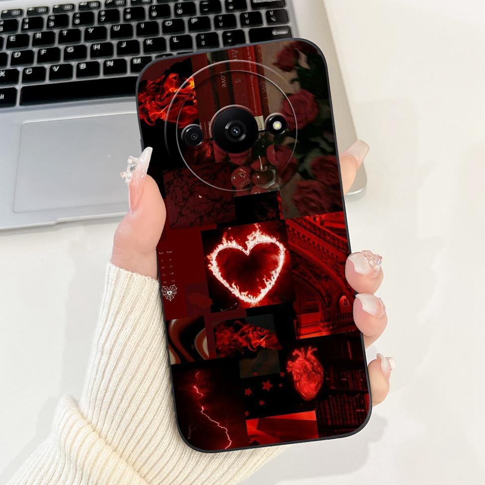 For Redmi A3 4G Phone Case For Xiaomi Poco C61 Cover Silicone Luxury Fashion Flowers Kawaii Cute Cat Painted Shockproof Bumper