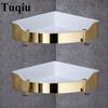 Corner Shelf Golden Stainless Steel + ABS Bathroom Shelves Chrome Wall Mount Triangle Shower Caddy Rack Bath Accessories